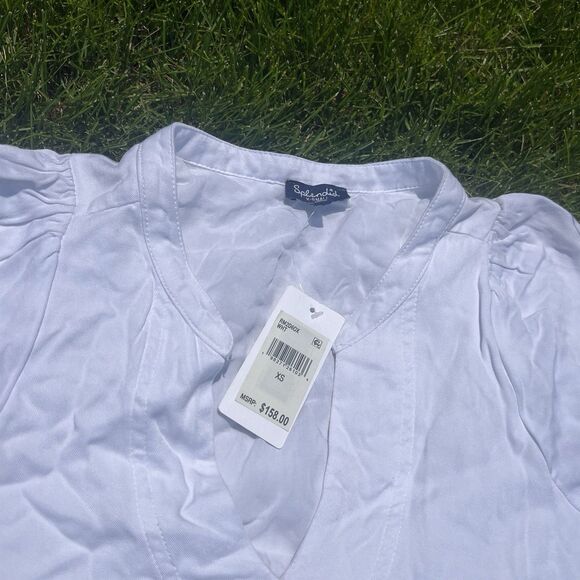 Splendid Womens Tawni Mini Shift Dress White Chambray Pockets Boho NWT $158 XS - Picture 4 of 9